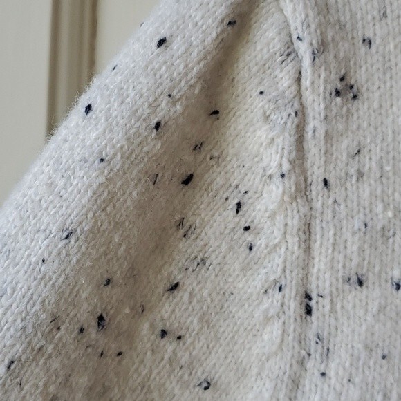 TALBOTS WOOL COTTON BLEND WHITE BLACK SPECKLED SWEATER SIZE LARGE CREW NECK - Picture 7 of 9